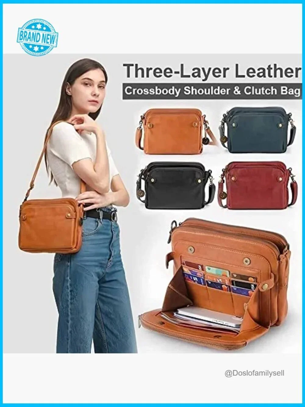 Leather Crossbody Bag With Multiple Compartments Adjustable Strap Chic Minimal